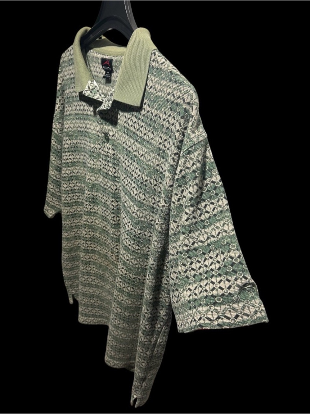 Vintage Acuity Green Geometric Pattern / Hidden Golf Graphic Polo Shirt XL